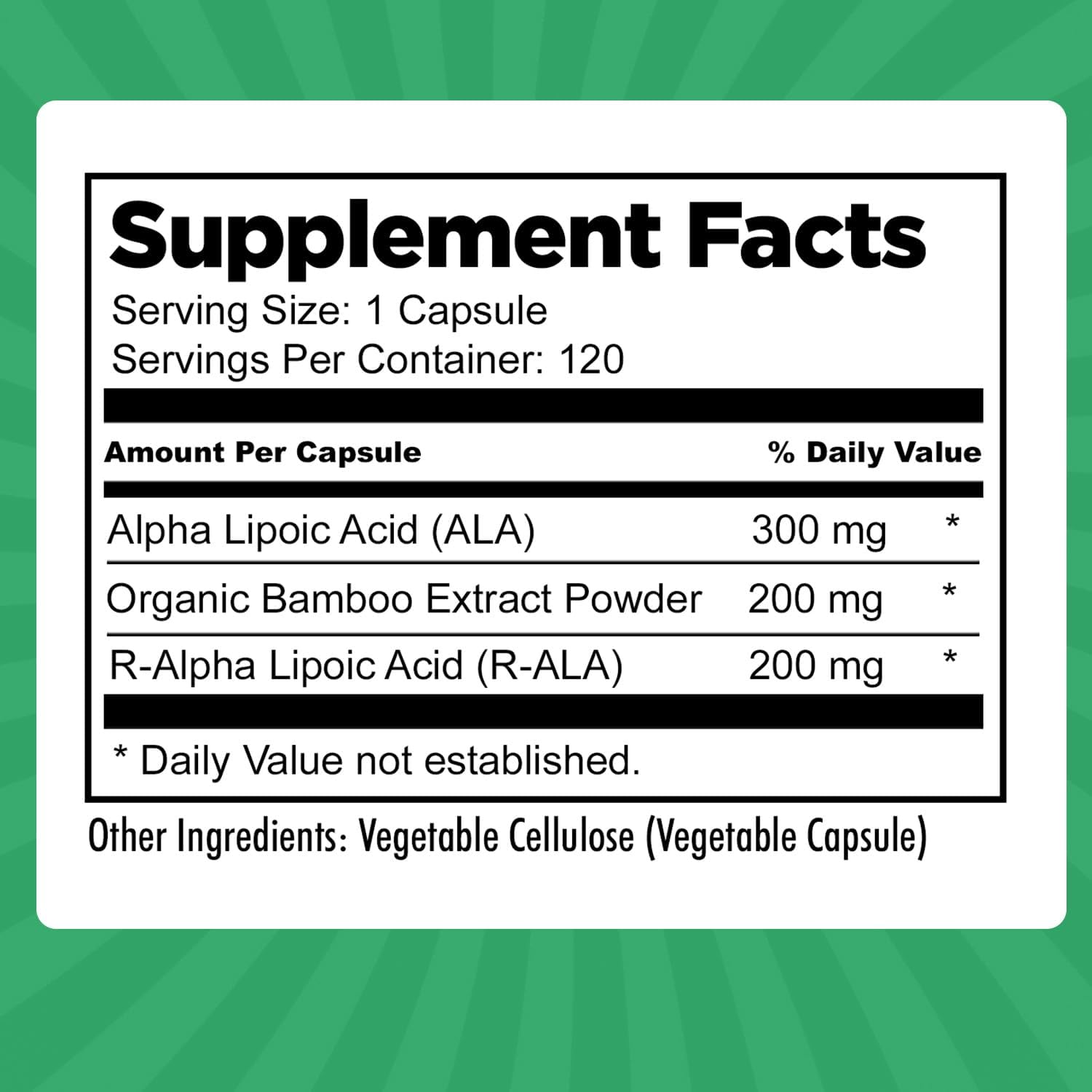 Dr. Danielle Alpha-Lipoic Acid Capsules - Neuropathy Support, Non-GMO, Gluten-Free & Vegan - Promotes Healthy Blood Sugar - 120 Veggie Capsules