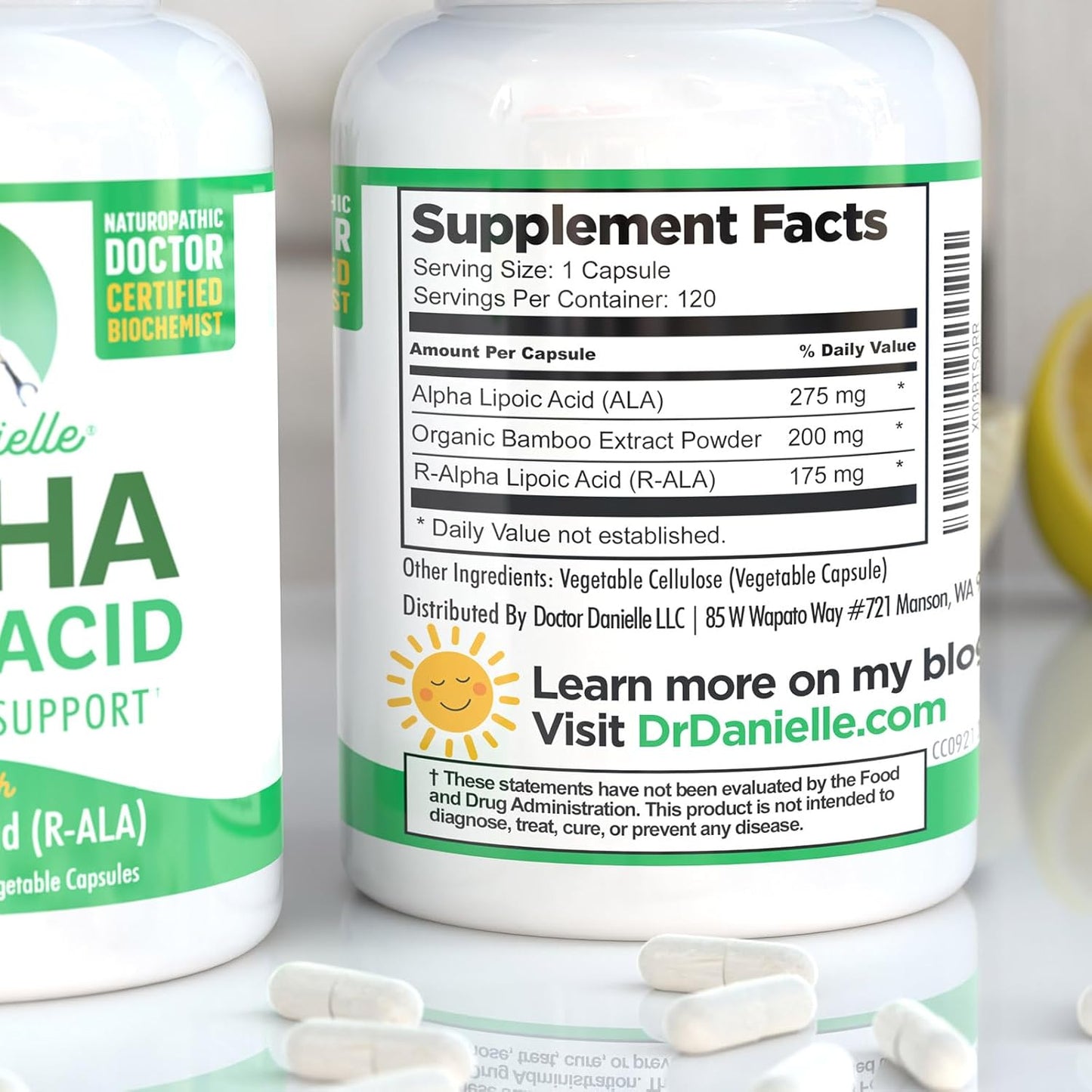 Dr. Danielle Organic Adrenal Wellness Supplement with Ashwagandha - Mind & Body Support, 120 Capsules