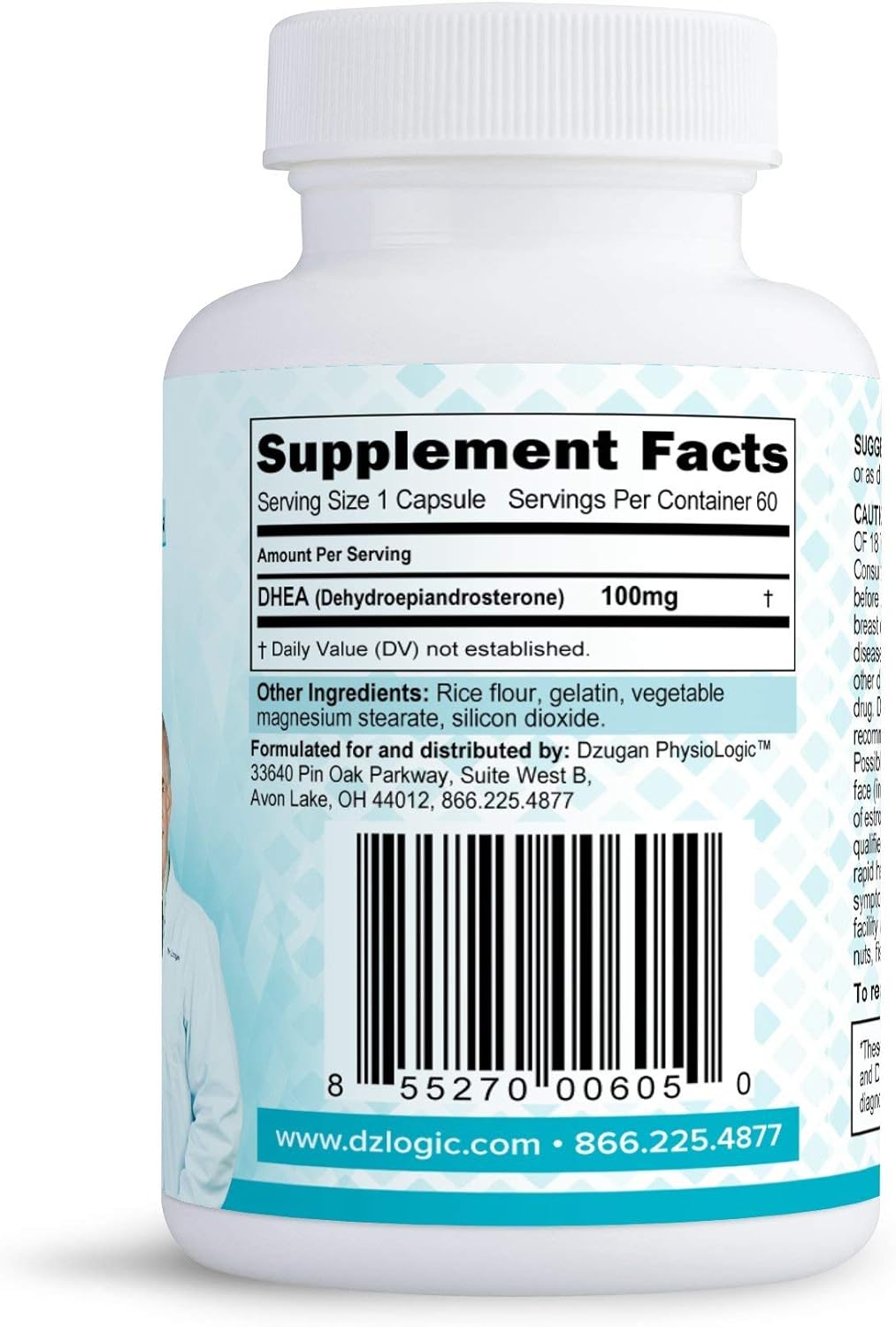 Dr. Dzugan's Advanced DHEA Formula 100mg Capsules for Energy, Mood, and Cognitive Function - Non GMO, GMP Certified