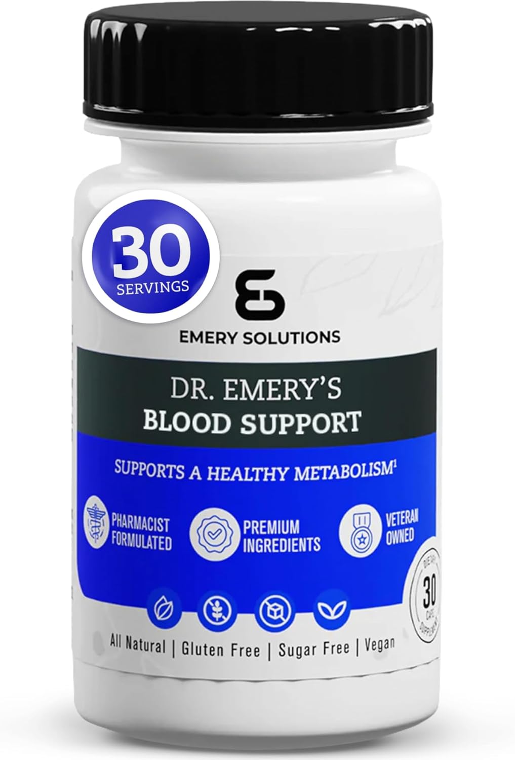 Dr. Emery's Blood Support Capsules - Natural, Non GMO, Keto Friendly Formula with CoQ10, B6, B9, B12 - 30 Count