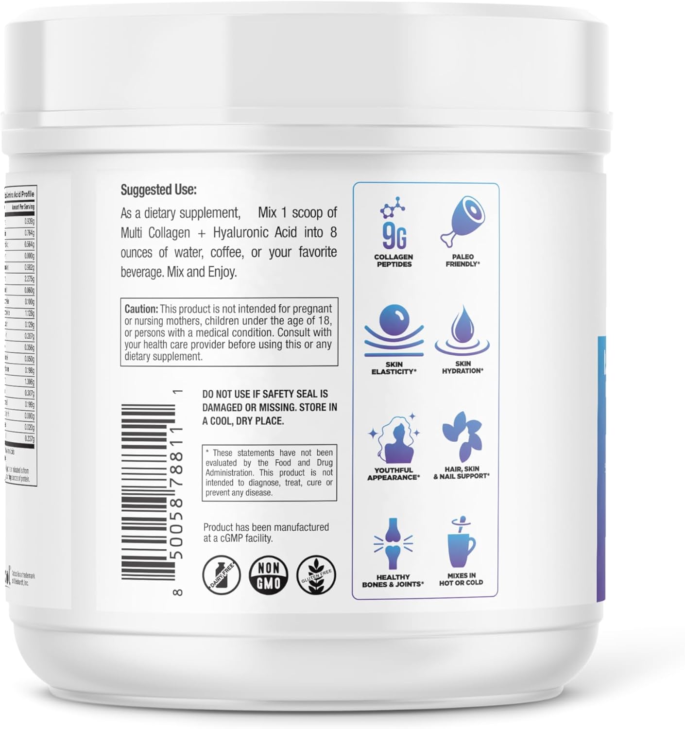 Dr. Emil Nutrition Pumpkin Flavored Multi Collagen Peptides Plus - 9g Collagen with Hyaluronic Acid for Skin, Hair, Nails & Joints - Non-GMO, Gluten-Free - 10.7 oz