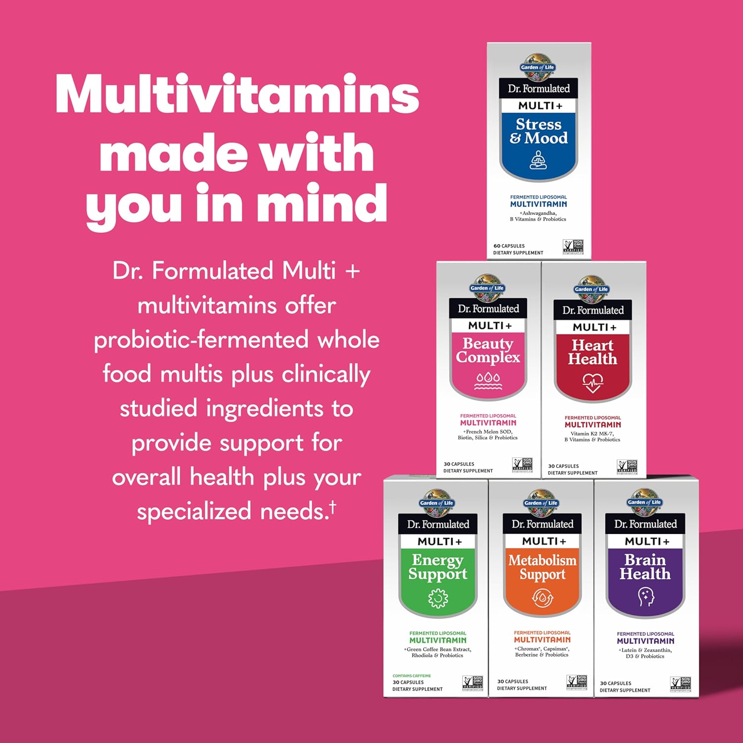 Dr Formulated Multi+ Beauty Complex: Liposomal Multivitamin with French Melon SOD, Biotin, Probiotics - Hair, Skin, Nails - 30 Capsules - Women & Men Supplement