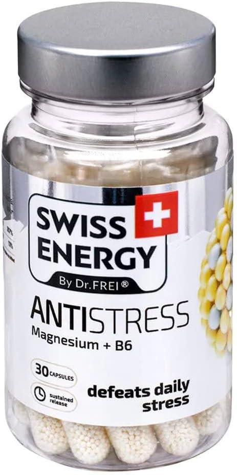 Dr. Frei Swiss Energy ANTISTRESS Magnesium and B6 Vitamin Complex - 30 Sustained-Release Capsules for Stress Relief