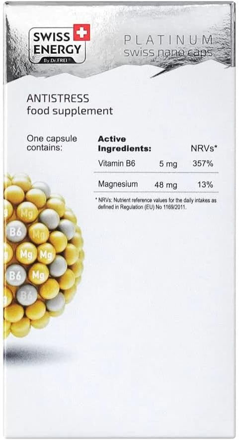 Dr. Frei Swiss Energy ANTISTRESS Magnesium and B6 Vitamin Complex - 30 Sustained-Release Capsules for Stress Relief