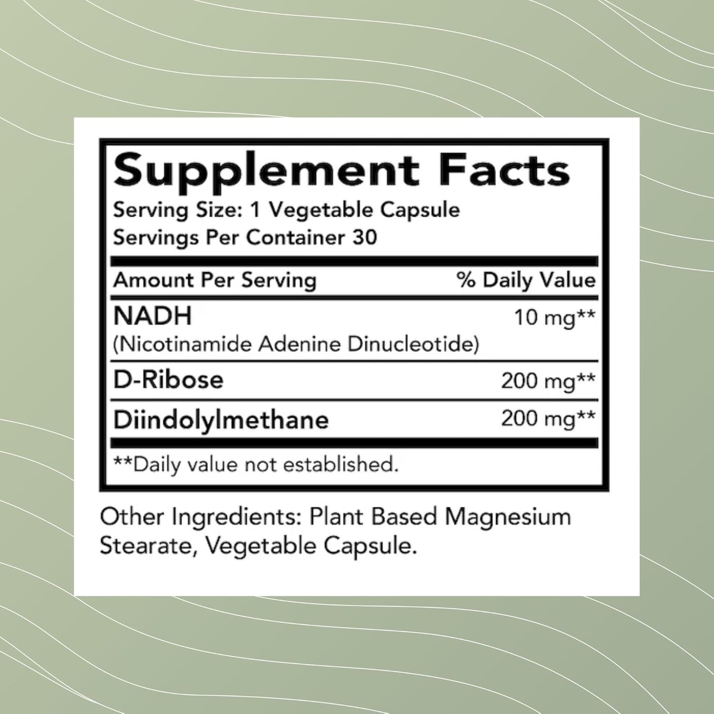 Dr. Harris Essentials NADH + DIM Supplement for Energy and Neurotransmitter Health - Plant-Based Formula for Mental Clarity, Concentration, and Memory Boost - 30 Capsules