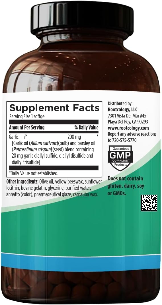 Dr. Izabella Wentz Rootcology Garlic Oil Softgels - Immune & Cardiovascular Support - 60 Enteric-Coated Softgels