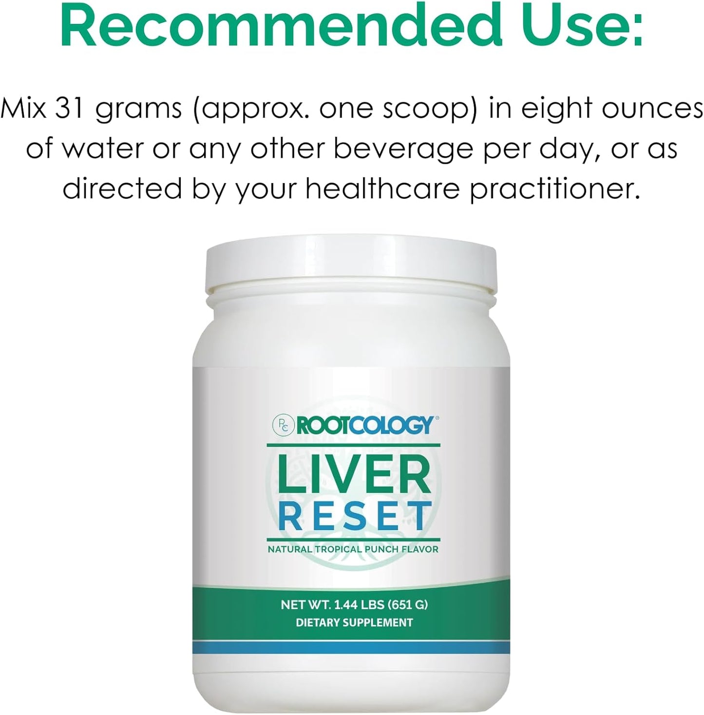 Dr. Izabella Wentz Rootcology Liver Reset Pea Protein Isolate Cleanse 651g - Tropical Punch Flavor