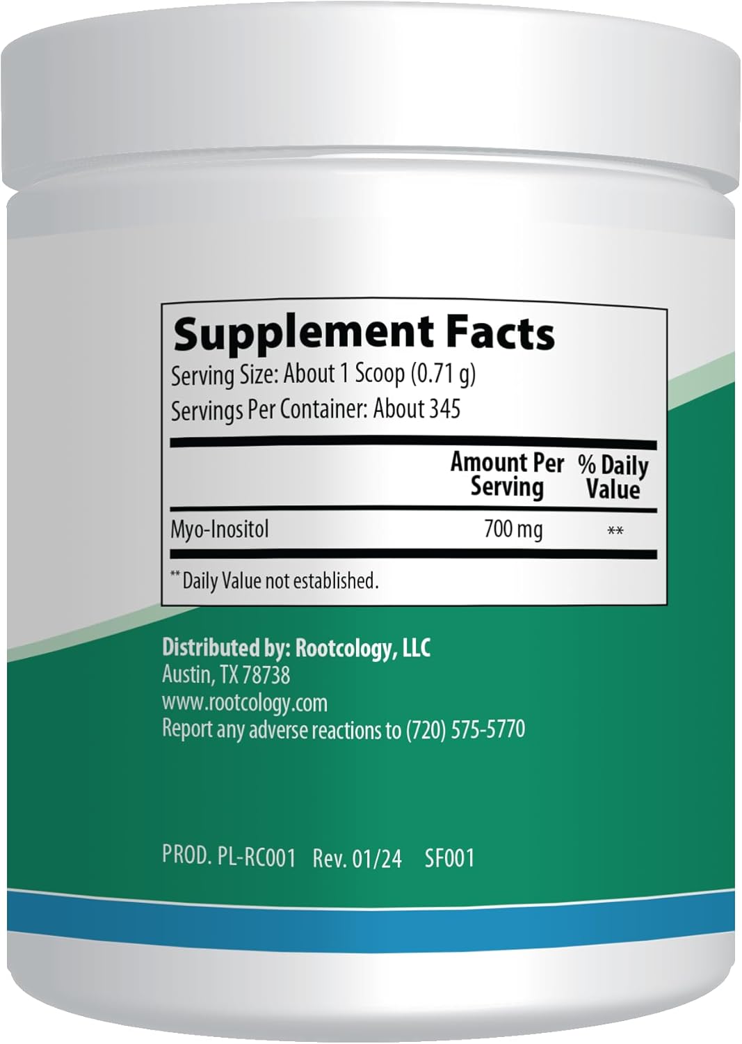 Dr. Izabella Wentz Rootcology Myo-Inositol Powder: Mood, Brain, and Liver Support Supplement - 250g / 345 Servings