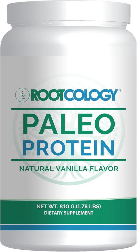 Dr. Izabella Wentz Rootcology Paleo Protein Powder - Hydrolyzed Beef Protein with MCT & Stevia - Dairy-Free, Soy-Free, Natural Vanilla Flavor - 885g - 30 Servings