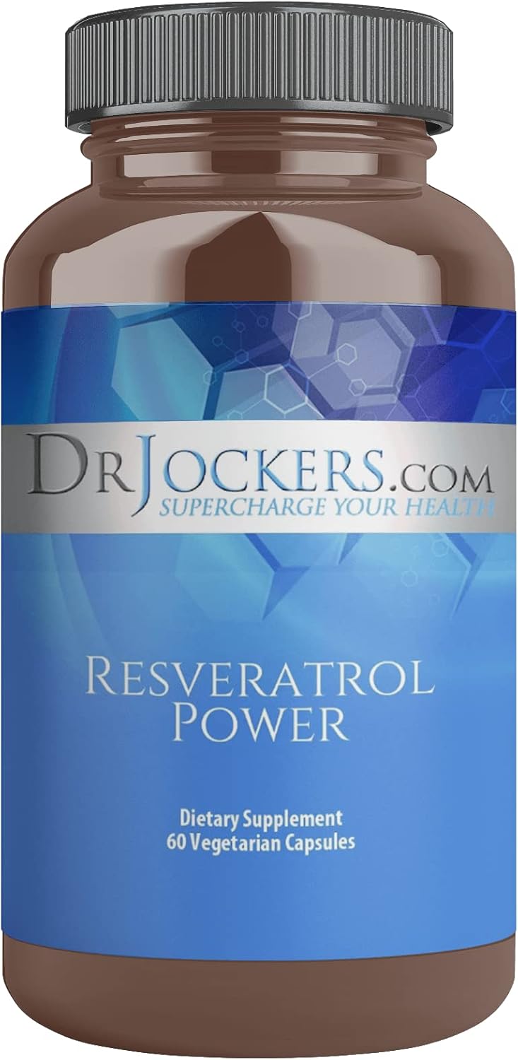 Dr. Jockers Resveratrol Power: Immune Support, Anti-Aging, Skin Health - 200mg Trans Resveratrol, 60 Day Supply