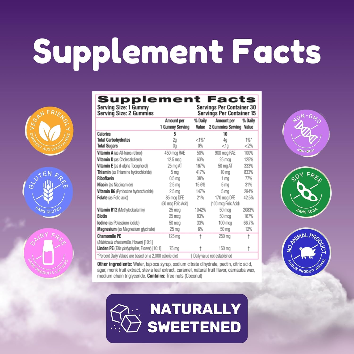 Dr. Klein's Calming Kids Gummies with L-Theanine & Chamomile Extract - Supports Focus and Alertness in Kids Ages 5+ - Sugar-Free Vitamins for Kids - 30ct