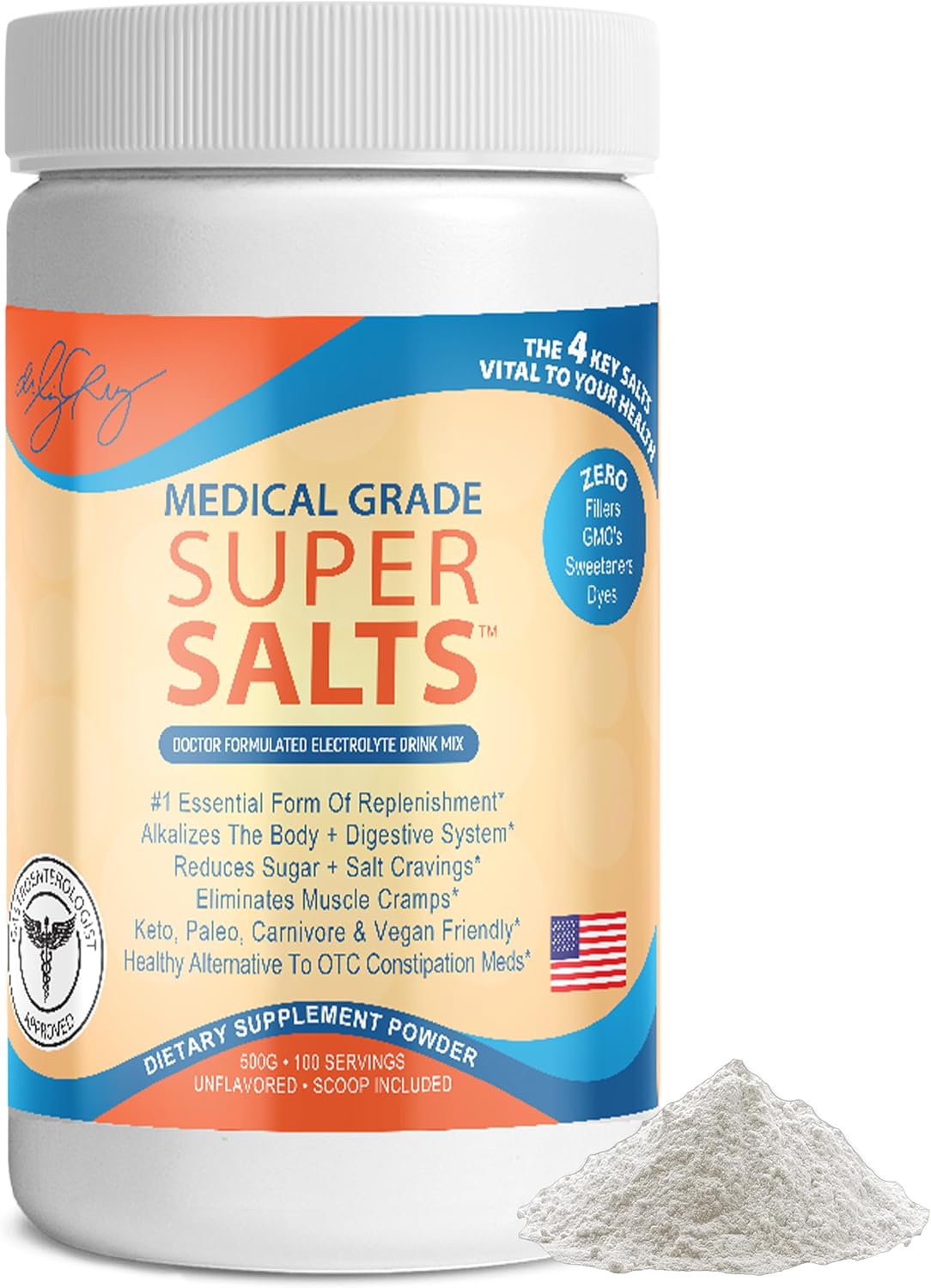 Dr. Liz Cruz Super Salts - Electrolyte Hydrating Powder with Sodium, Magnesium, Calcium, Potassium - Curbs Cravings, Sugar-Free