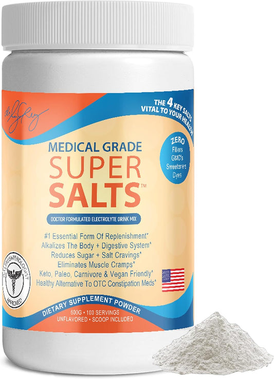 Dr. Liz Cruz Super Salts - Electrolyte Hydrating Powder with Sodium, Magnesium, Calcium, Potassium - Curbs Cravings, Sugar-Free