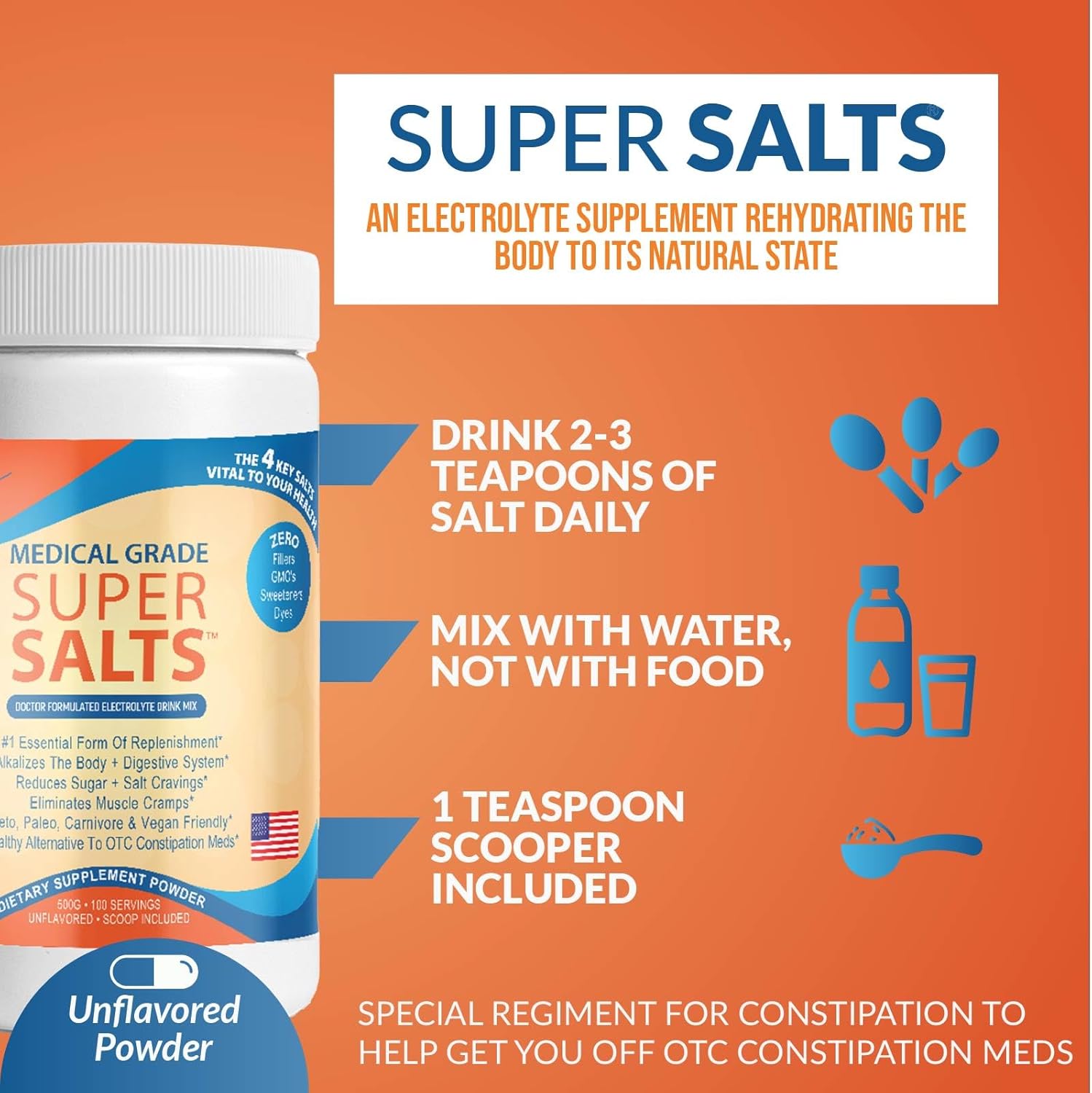 Dr. Liz Cruz Super Salts - Electrolyte Hydrating Powder with Sodium, Magnesium, Calcium, Potassium - Curbs Cravings, Sugar-Free