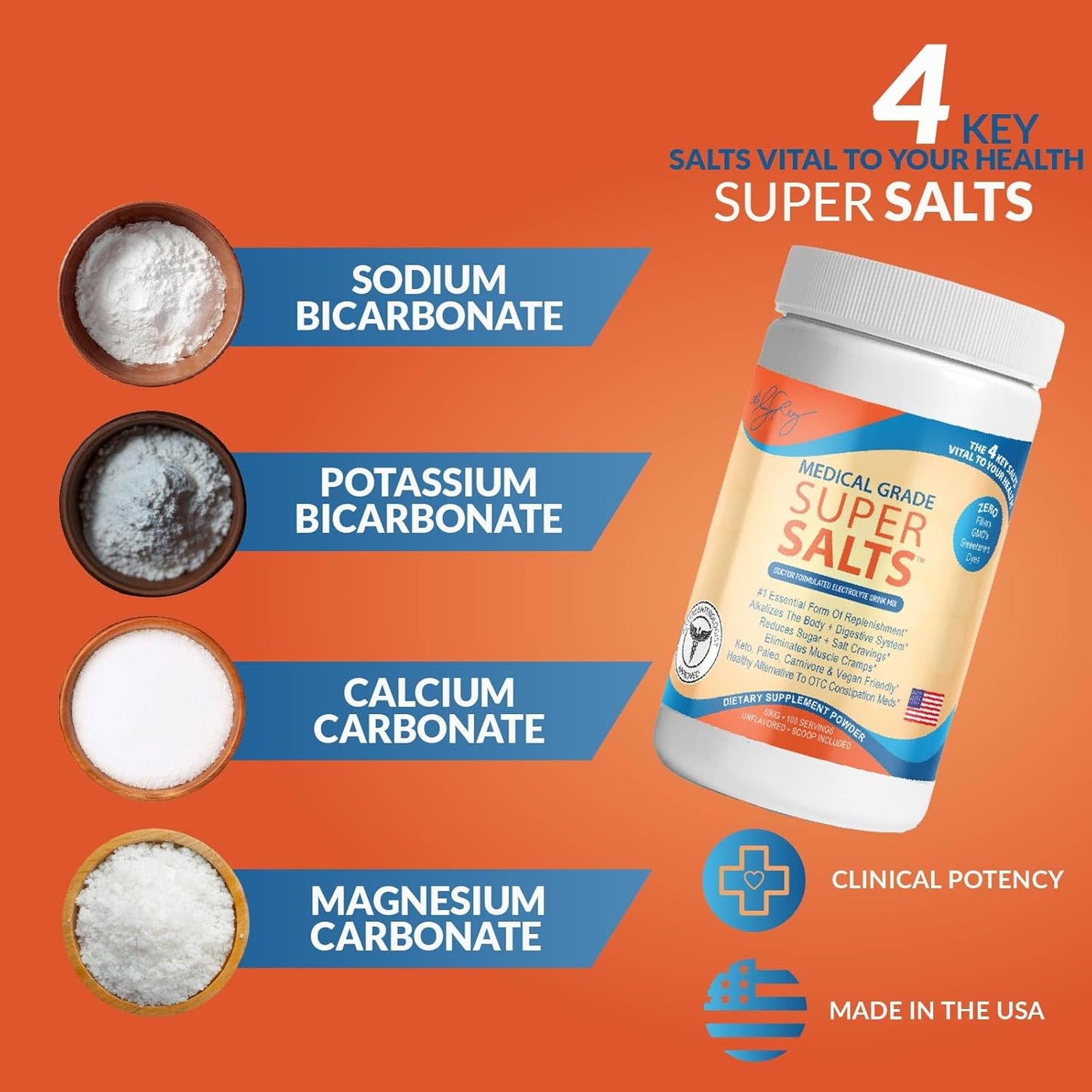 Dr. Liz Cruz Super Salts - Electrolyte Hydrating Powder with Sodium, Magnesium, Calcium, Potassium - Curbs Cravings, Sugar-Free