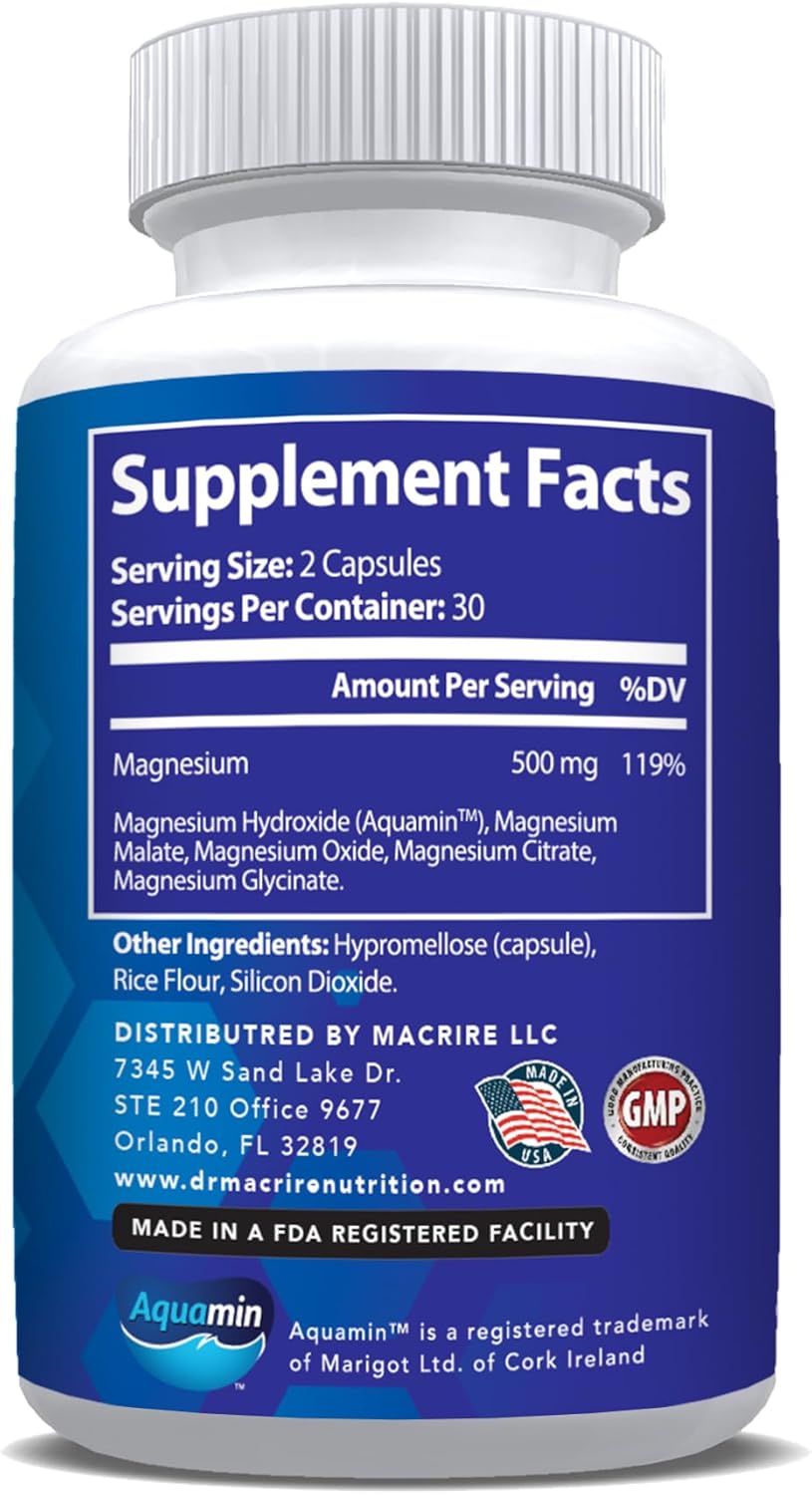 Dr. Macrire Nutrition Magnesium Complex 500mg - 5 Forms for Bone, Muscle, Energy Support