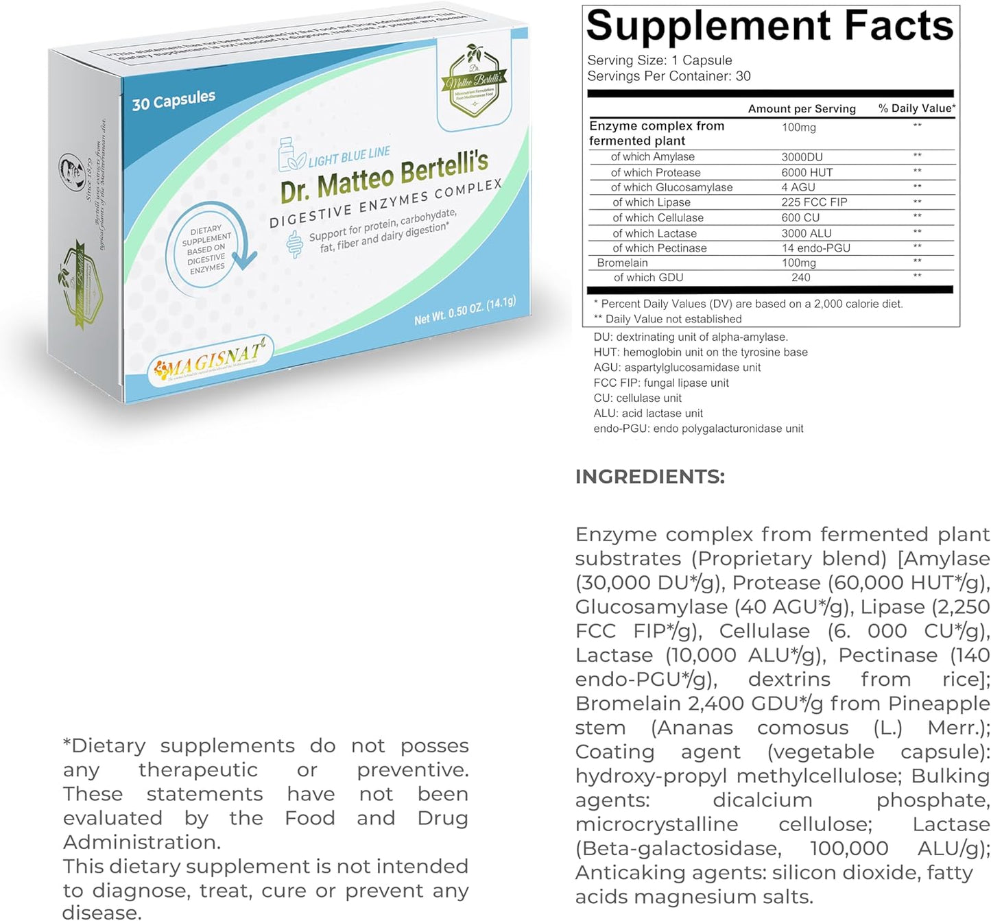 Dr. Matteo Bertelli's Activity and Digestive Support Pack - NAC, Enzymes, Antioxidants (30 Tablets & 30 Capsules)