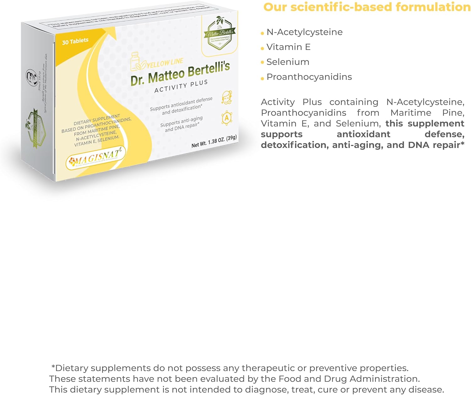 Dr. Matteo Bertelli's Activity & Lymphatic Support Bundle with N-Acetylcysteine, Hydroxytyrosol, Vitamin A (30+30 Tablets)
