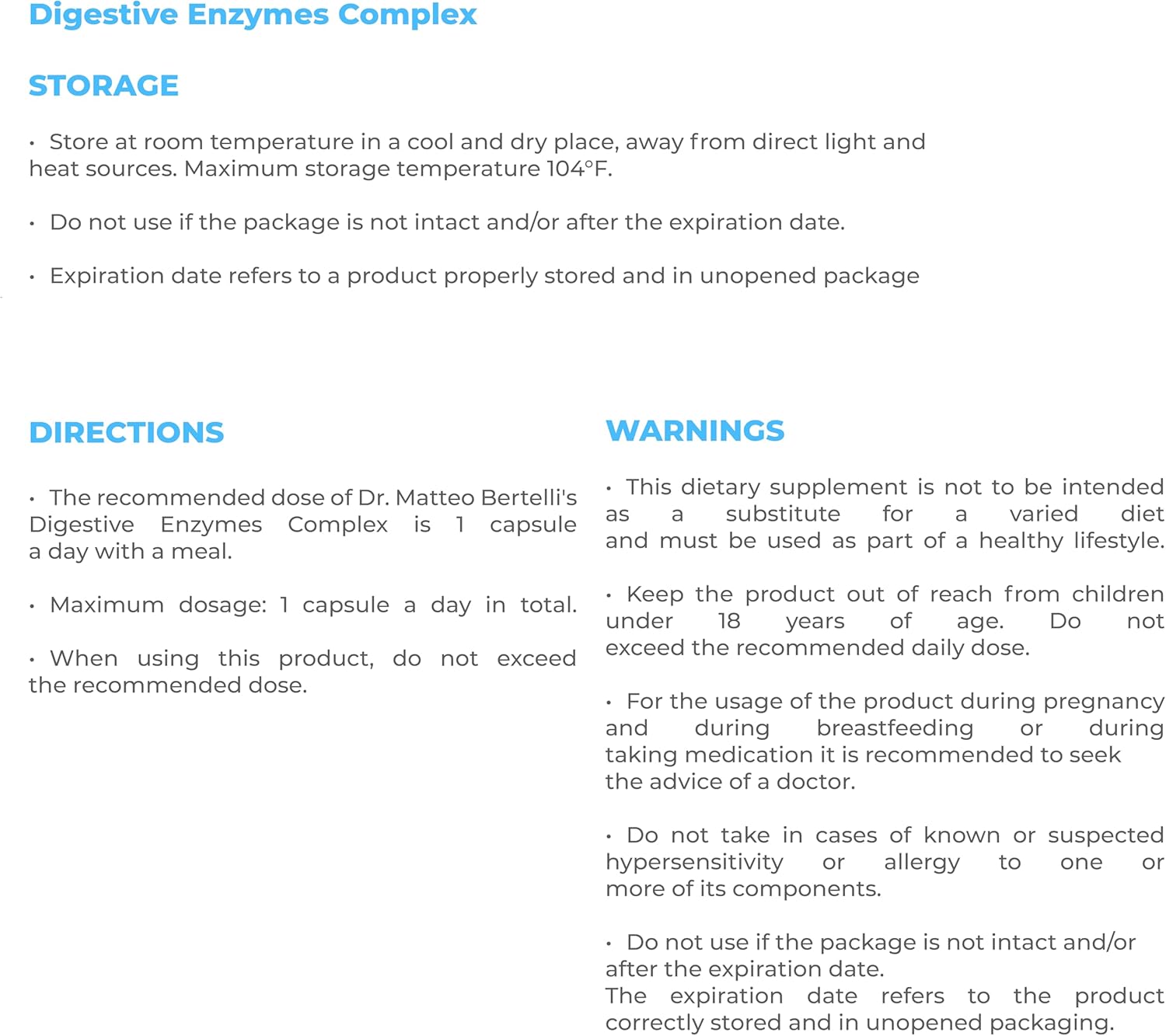 Dr. Matteo Bertelli's Digestive Enzyme Complex - 30 Capsules for Improved Digestion