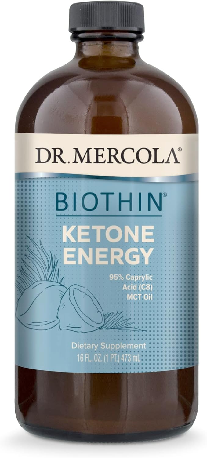 Dr. Mercola Biothin Ketone Energy Caprylic Acid MCT Oil - 16 FL oz - Non GMO - Soy & Gluten Free