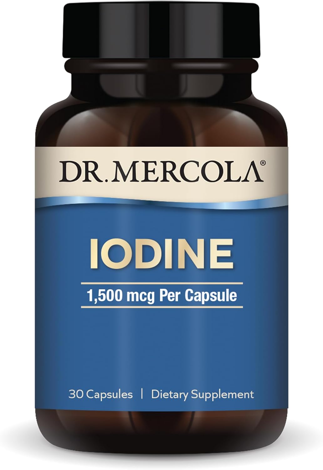 Dr. Mercola Iodine Capsules - Supports Bone and Brain Health, Energy Levels - Non GMO, Soy & Gluten Free - 30 Servings