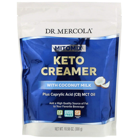 Dr. Mercola MITOMIX Keto Creamer - Coconut Milk, 15 Servings, MCT Oil, Non GMO, Gluten Free, Soy Free