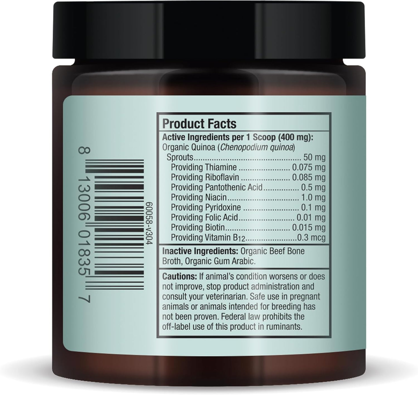 Dr. Mercola Organic Vitamin B Complex for Pets, 60 Scoops, Supports Nervous System & Endurance, Non-GMO Bark & Whiskers Formula