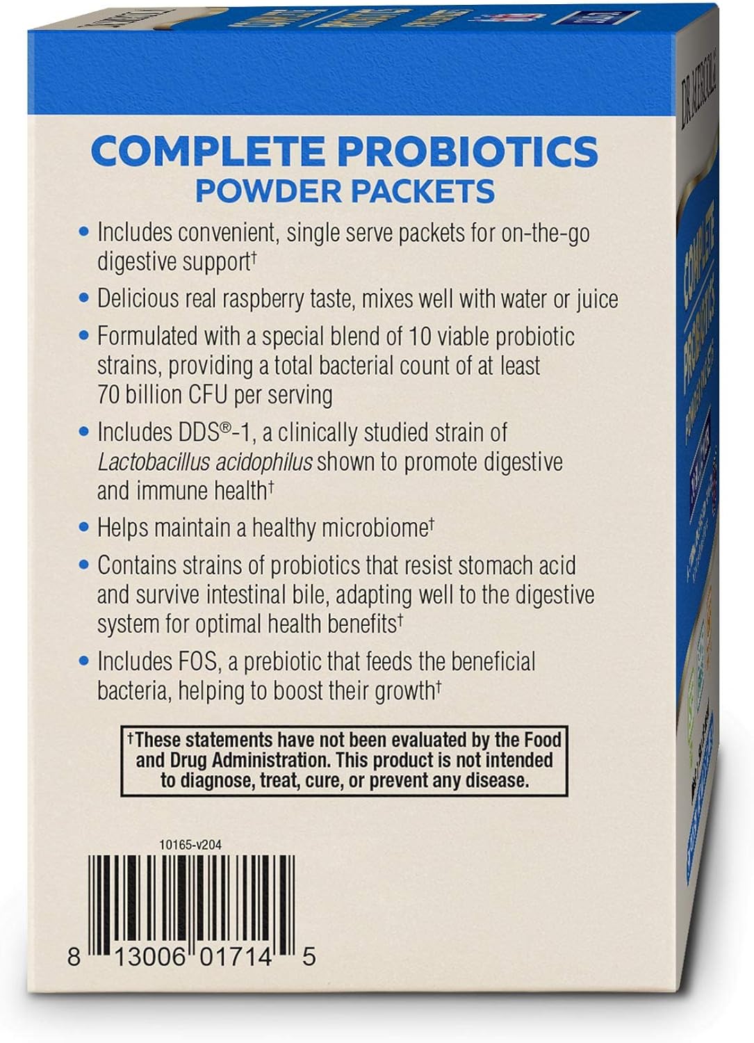 Dr. Mercola Probiotic Powder Packets - 30 Servings, 70 Billion CFU, Raspberry Flavor - Digestive & Immune Support