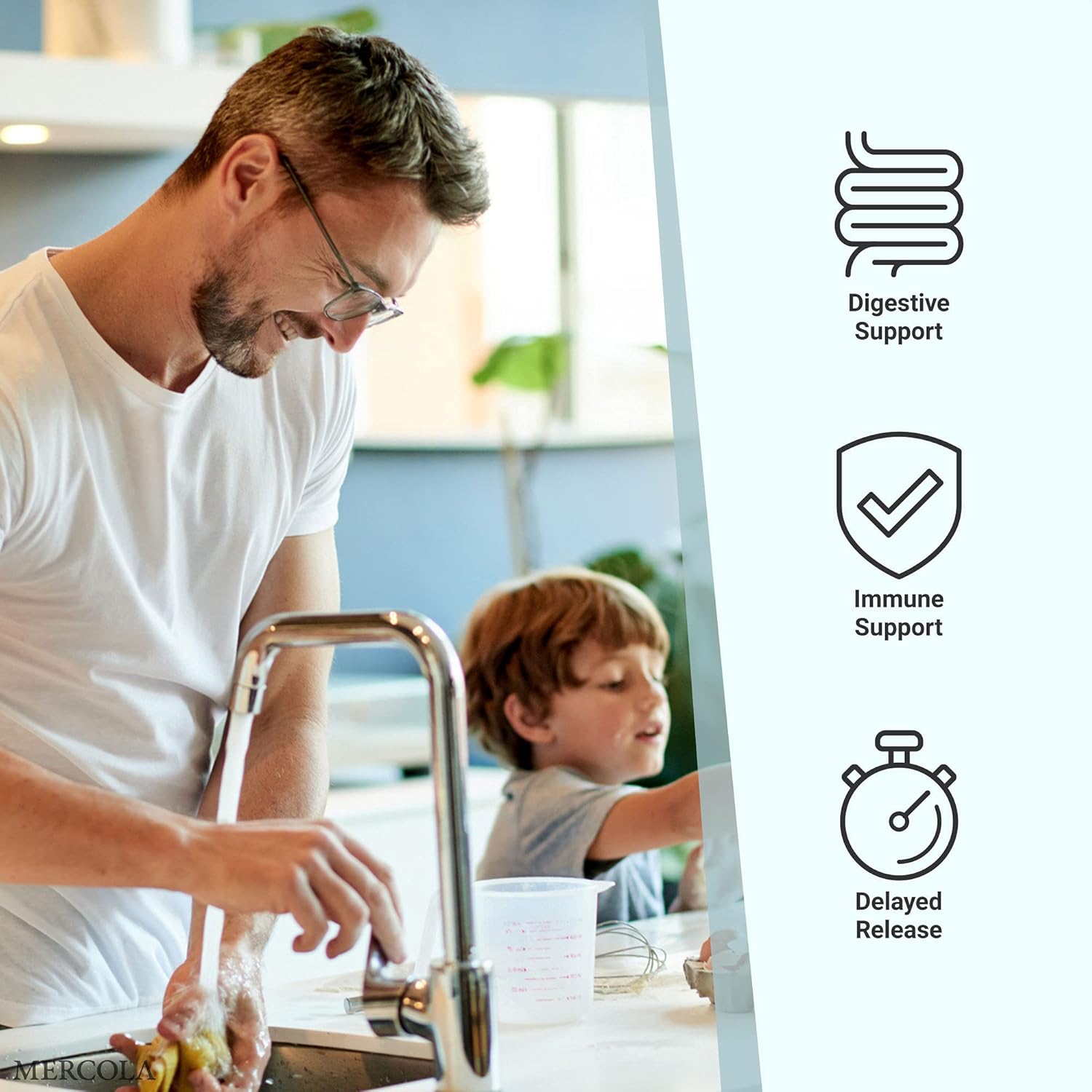 Dr. Mercola Probiotic Powder Packets - 30 Servings, 70 Billion CFU, Raspberry Flavor - Digestive & Immune Support