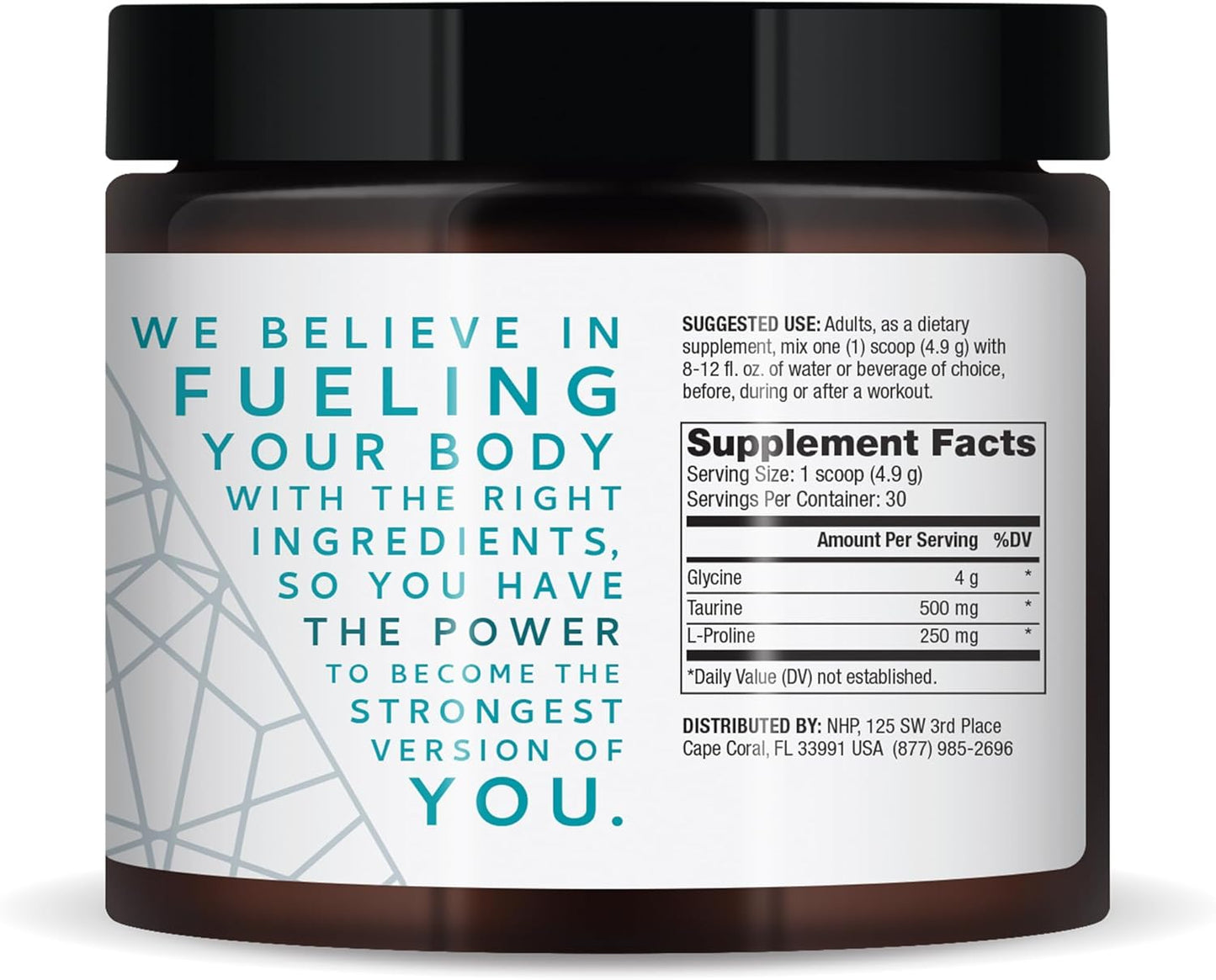 Dr. Mercola Pure Power Amino Acid Powder, Unflavored, 5.2 oz (147 g), 30 Servings - 4g Glycine, 500mg Taurine, 250mg L-Proline, Non-GMO, NSF Certified
