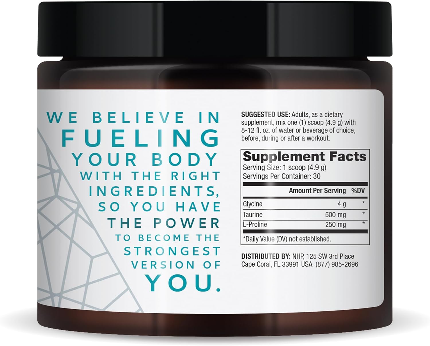Dr. Mercola Pure Power Amino Acid Powder, Unflavored, 5.2 oz (147 g), 30 Servings - 4g Glycine, 500mg Taurine, 250mg L-Proline, Non-GMO, NSF Certified