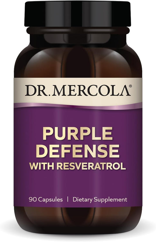 Dr. Mercola Purple Defense Dietary Supplement with Resveratrol - 90 Capsules for Brain Support