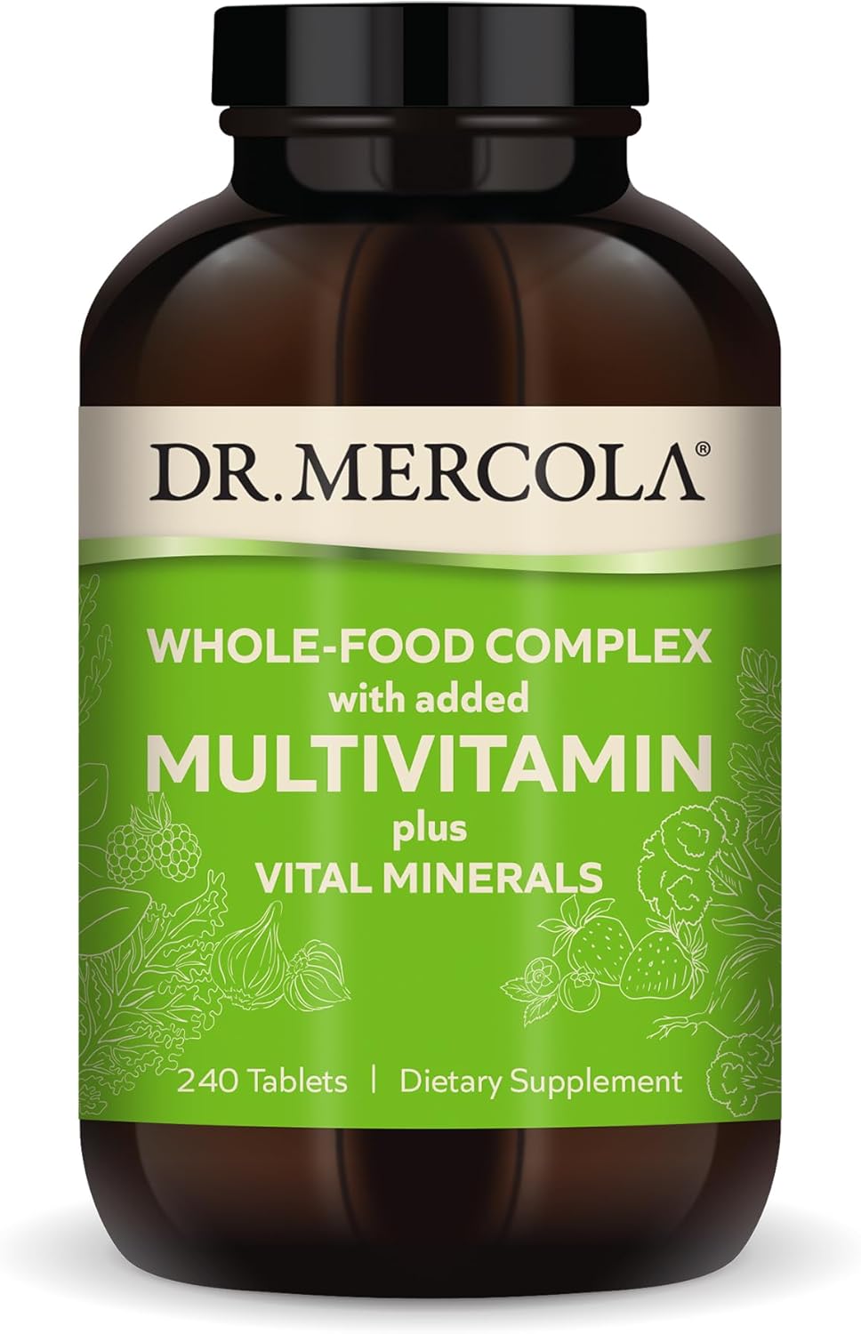 Dr. Mercola Whole-Food Complex with Multivitamin and Minerals, 30 Servings (240 Tablets) - Supports Overall Health