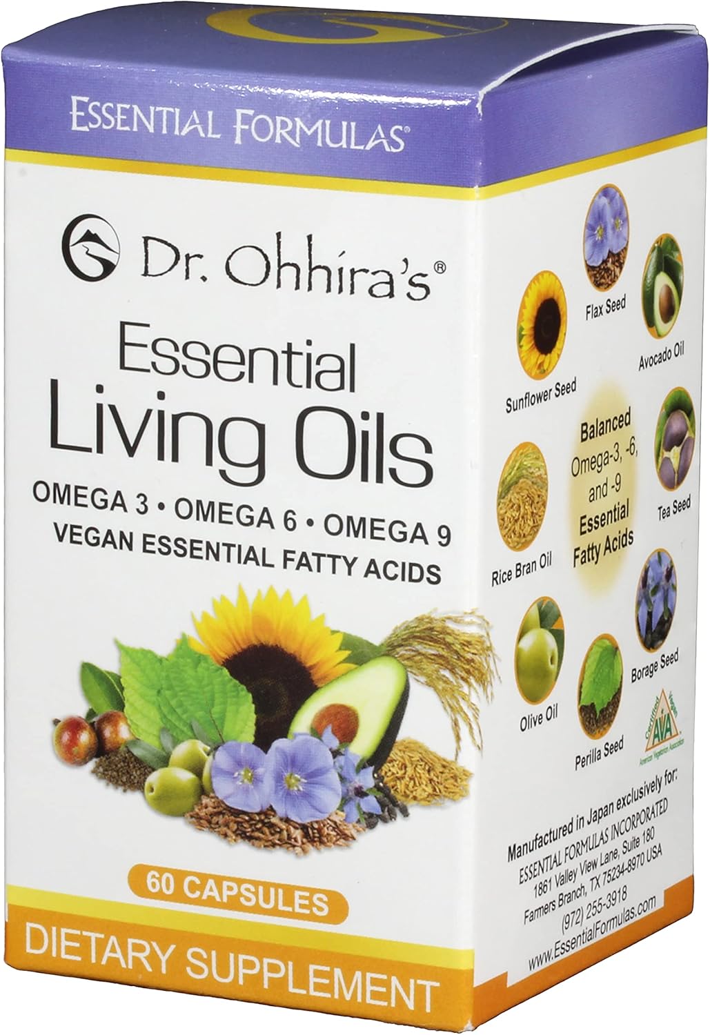 Dr. Ohhira's Essential Formulas Vegan Omega 3 EFA Supplement, 60 Capsules