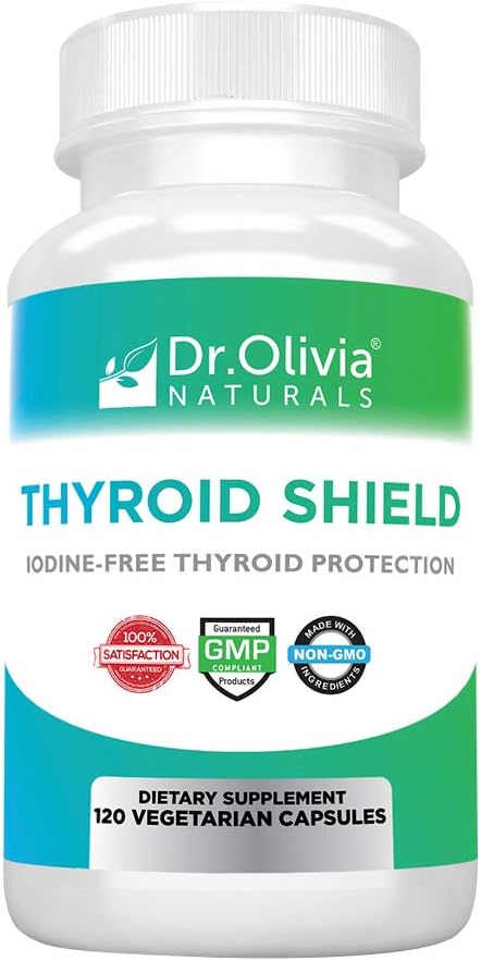 Dr. Olivia Naturals Thyroid Shield - 120 Capsules, Vegetarian Formula for Thyroid Support