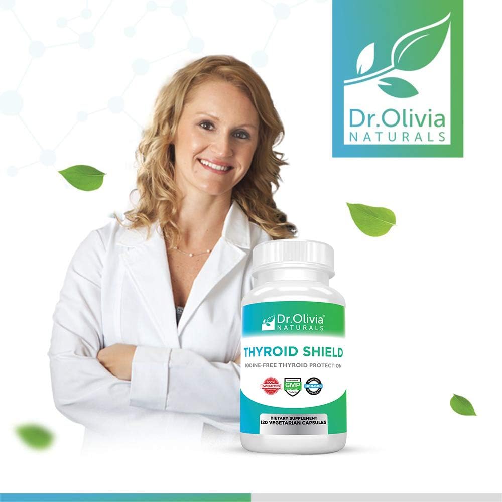 Dr. Olivia Naturals Thyroid Shield - 120 Capsules, Vegetarian Formula for Thyroid Support