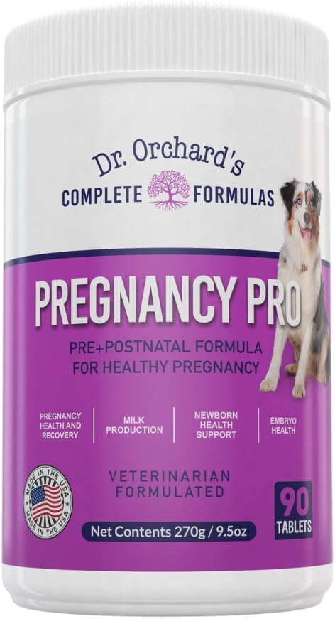 Dr. Orchard's Pregnancy Pro Dog Prenatal Vitamins - Premium Supplement for Dog Pregnancy, Postnatal & Newborn Health, 90 Ct