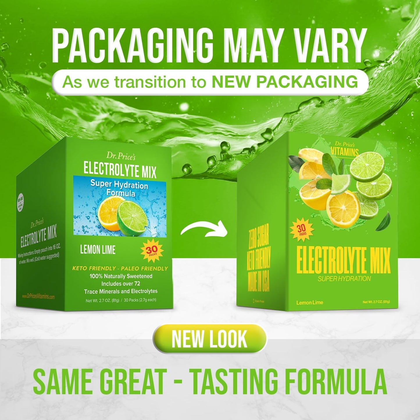 Dr. Price Electrolytes Powder Packets - Sugar-Free Hydration Mix (30 Packets)