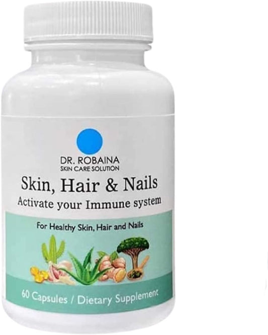 Dr. Robaina Skin, Hair & Nails Capsules - Immune Support Dietary Supplement - 60 Capsules