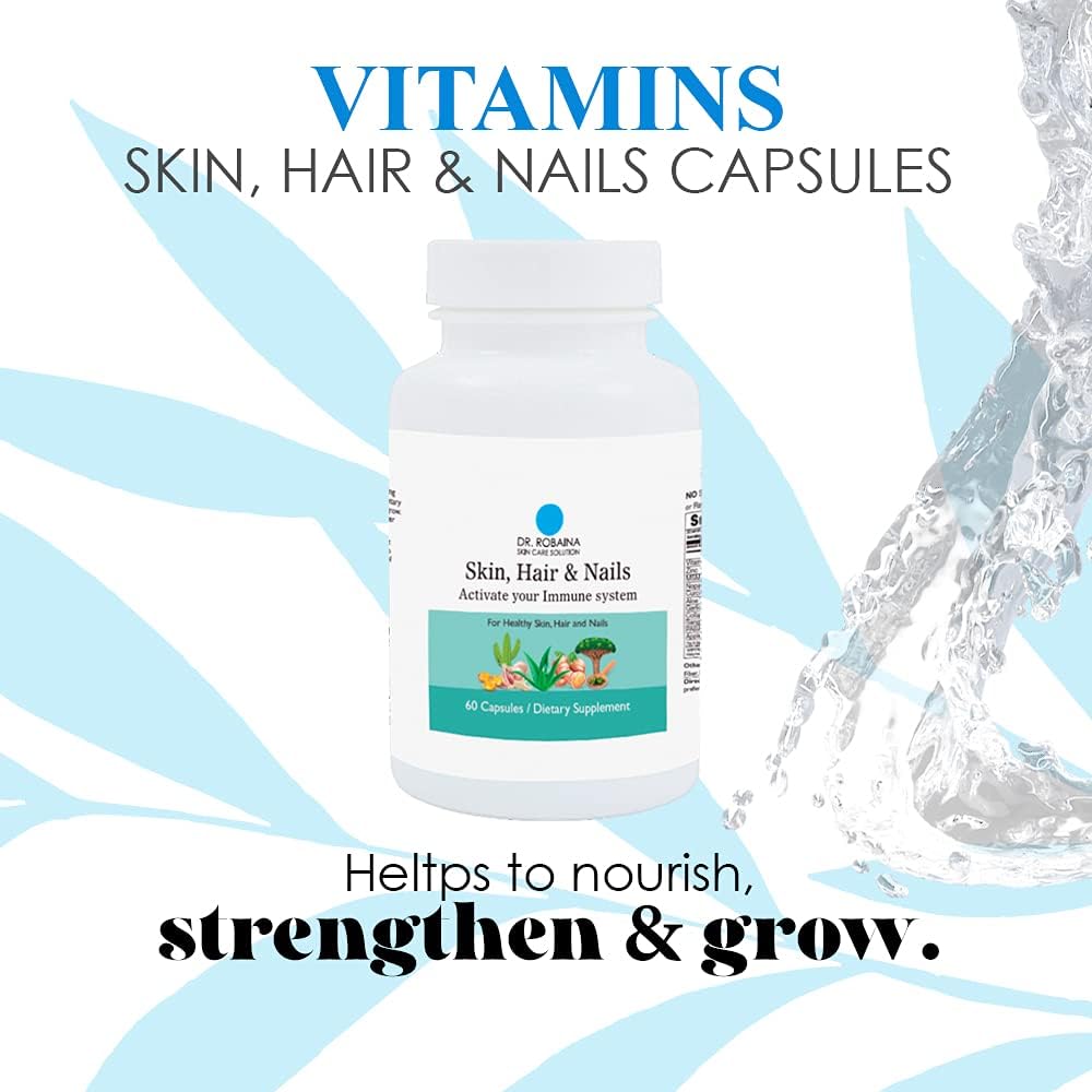 Dr. Robaina Skin, Hair & Nails Capsules - Immune Support Dietary Supplement - 60 Capsules
