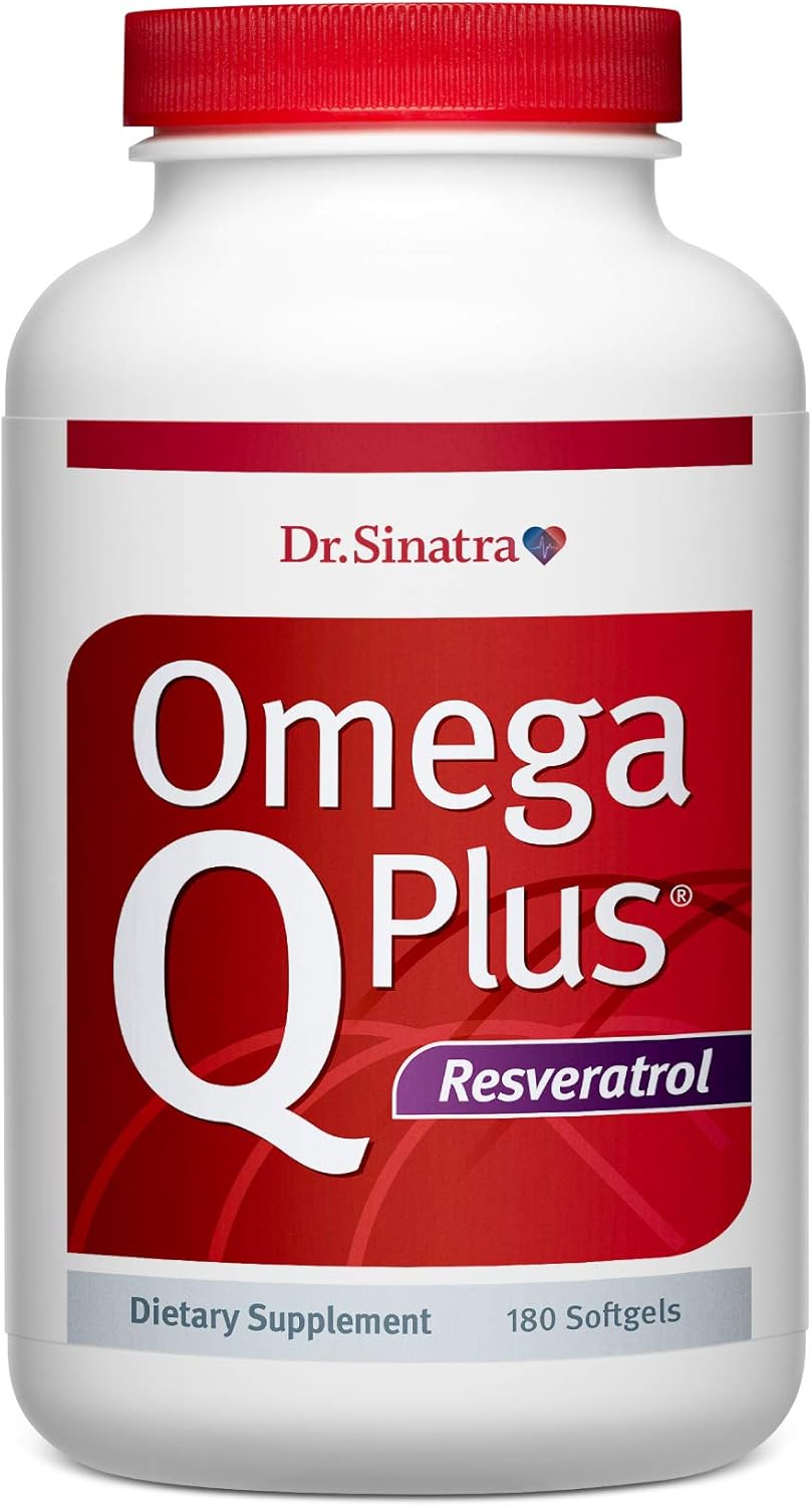 Dr. Sinatra Omega Q Plus Resveratrol Softgels - Heart & Body Health Supplement with Omega-3, CoQ10, Resveratrol - 180 Count