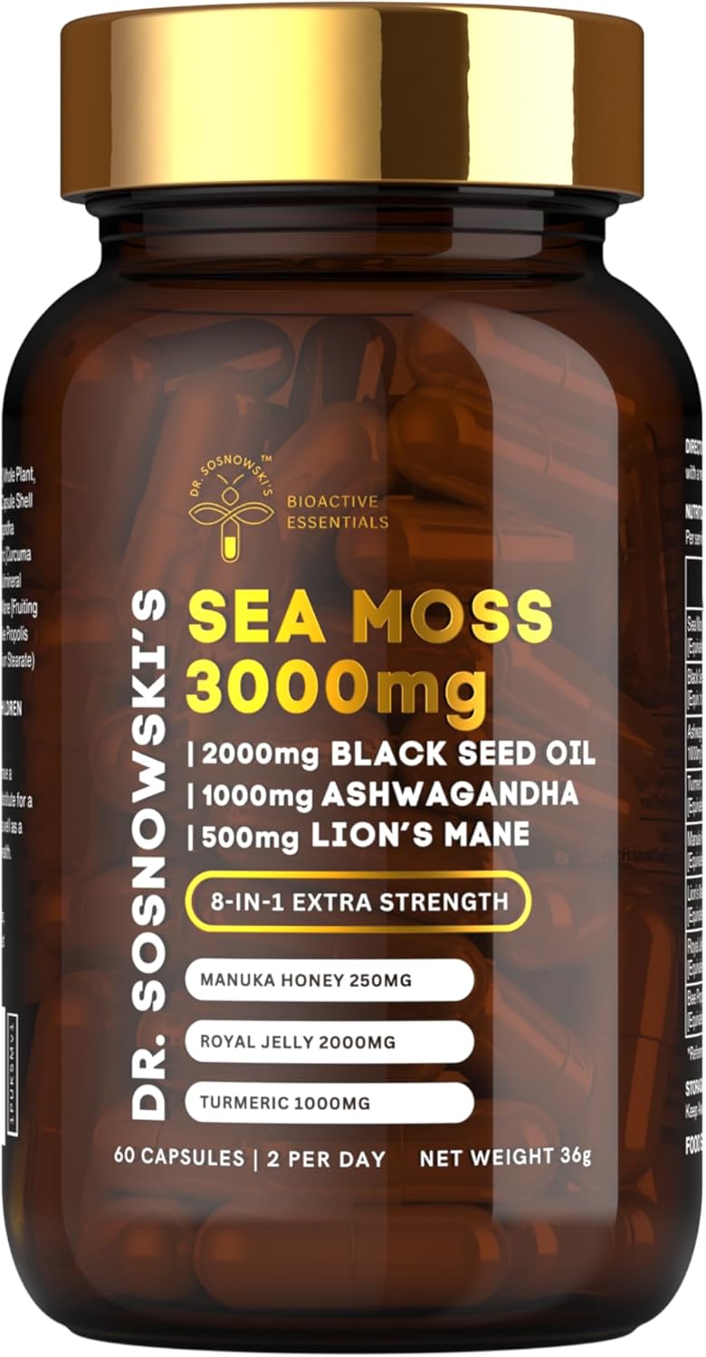 Dr Sosnowski's BioActive Seamoss 8-in-1 Formula Capsules with Powerful Herbal Extracts | 60 Capsules