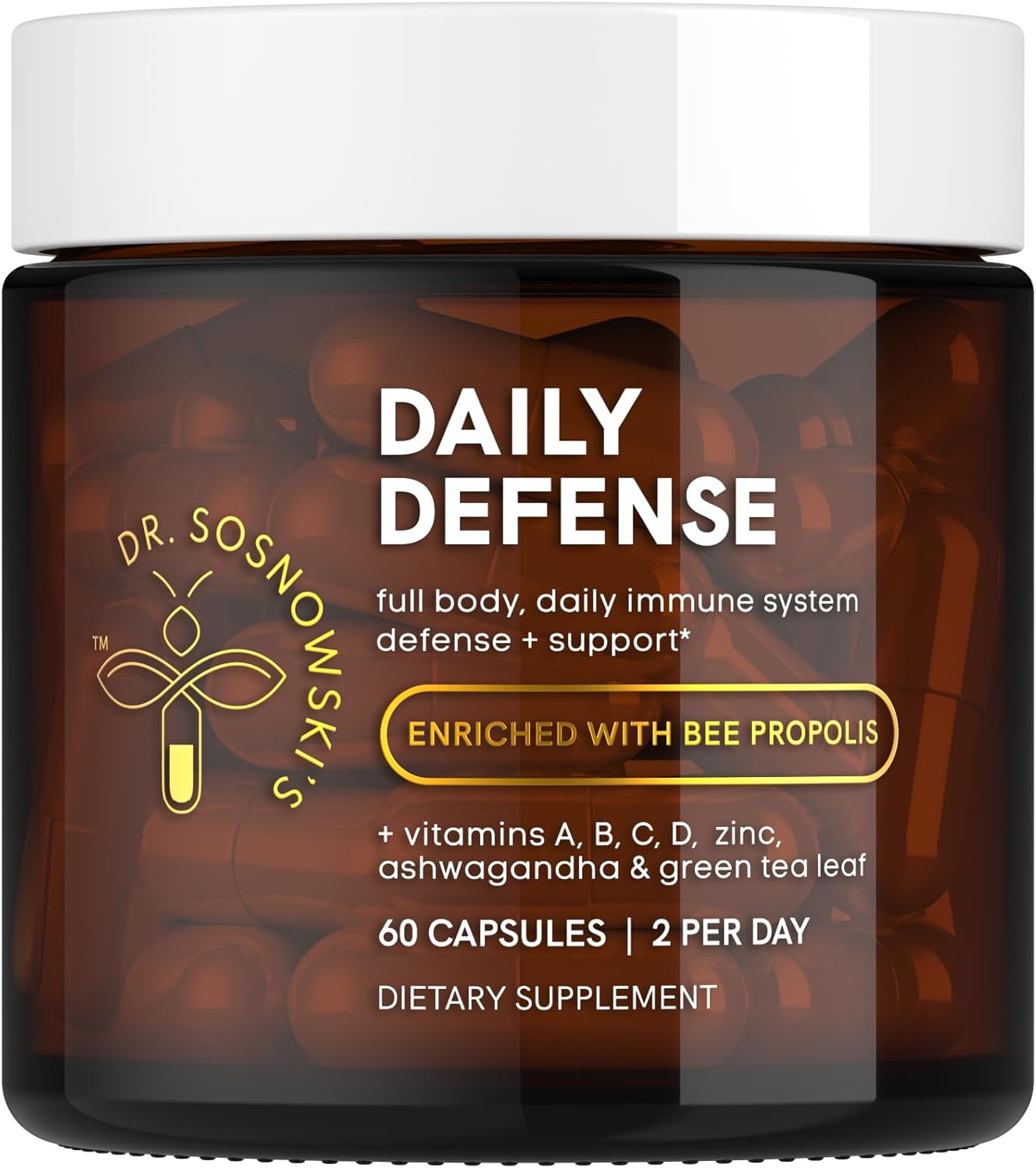 Dr Sosnowski's Daily Defence Immunity Supplements with Bee Propolis, Pollen & Royal Jelly - 60 Vegetable Capsules