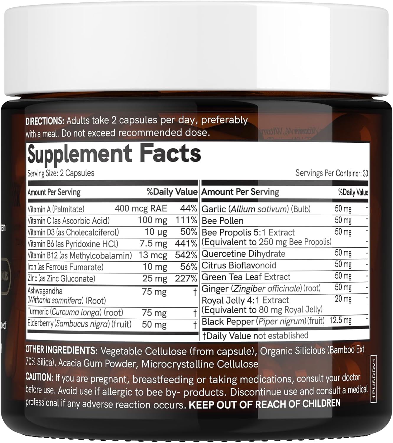 Dr Sosnowski's Daily Defence Immunity Supplements with Bee Propolis, Pollen & Royal Jelly - 60 Vegetable Capsules