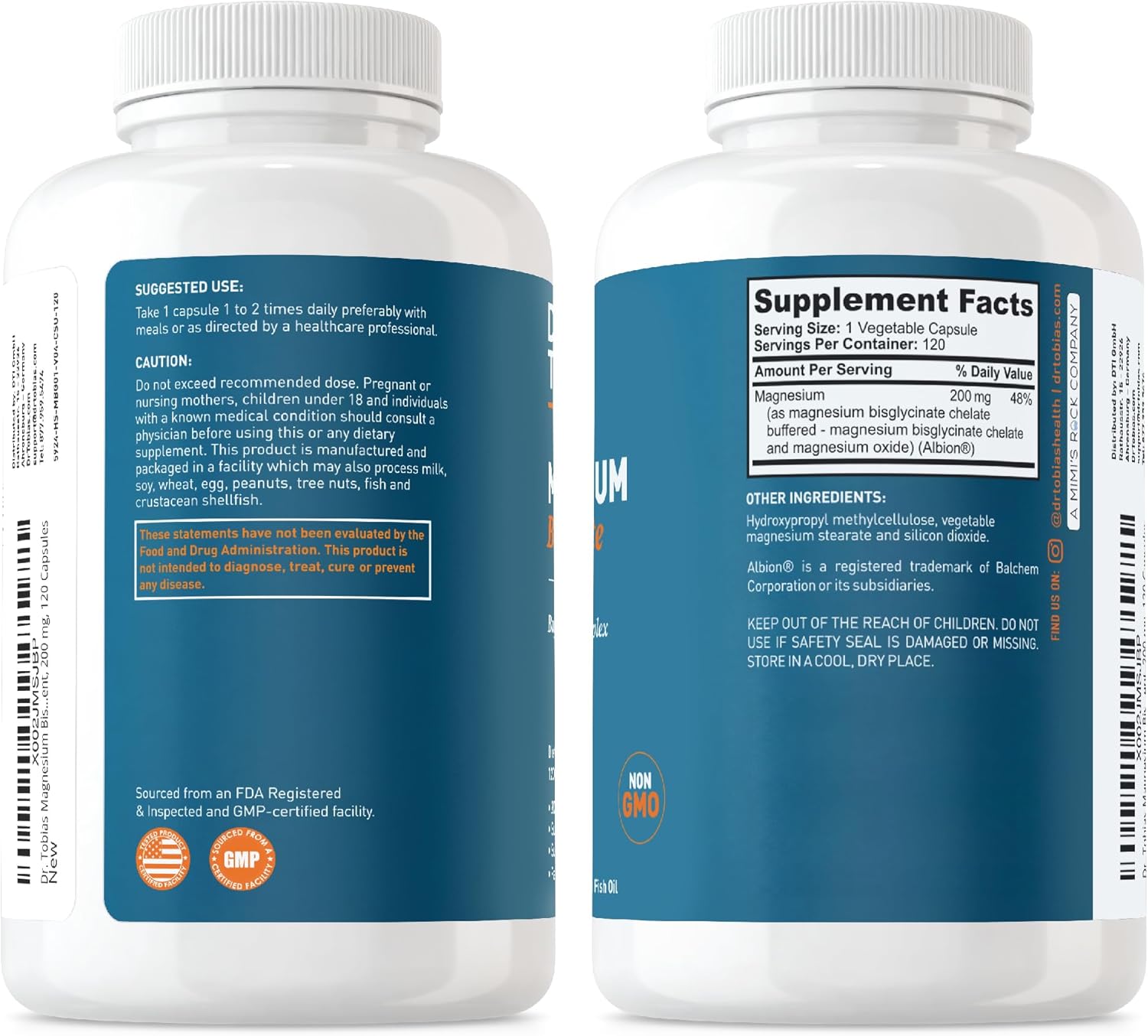 Dr. Tobias 14 Day Colon Cleanse & Magnesium Bisglycinate Supplement with Fiber, Herbs, Probiotics - Supports Gut Health, Energy, Muscle, Bone & Joint - Non-GMO