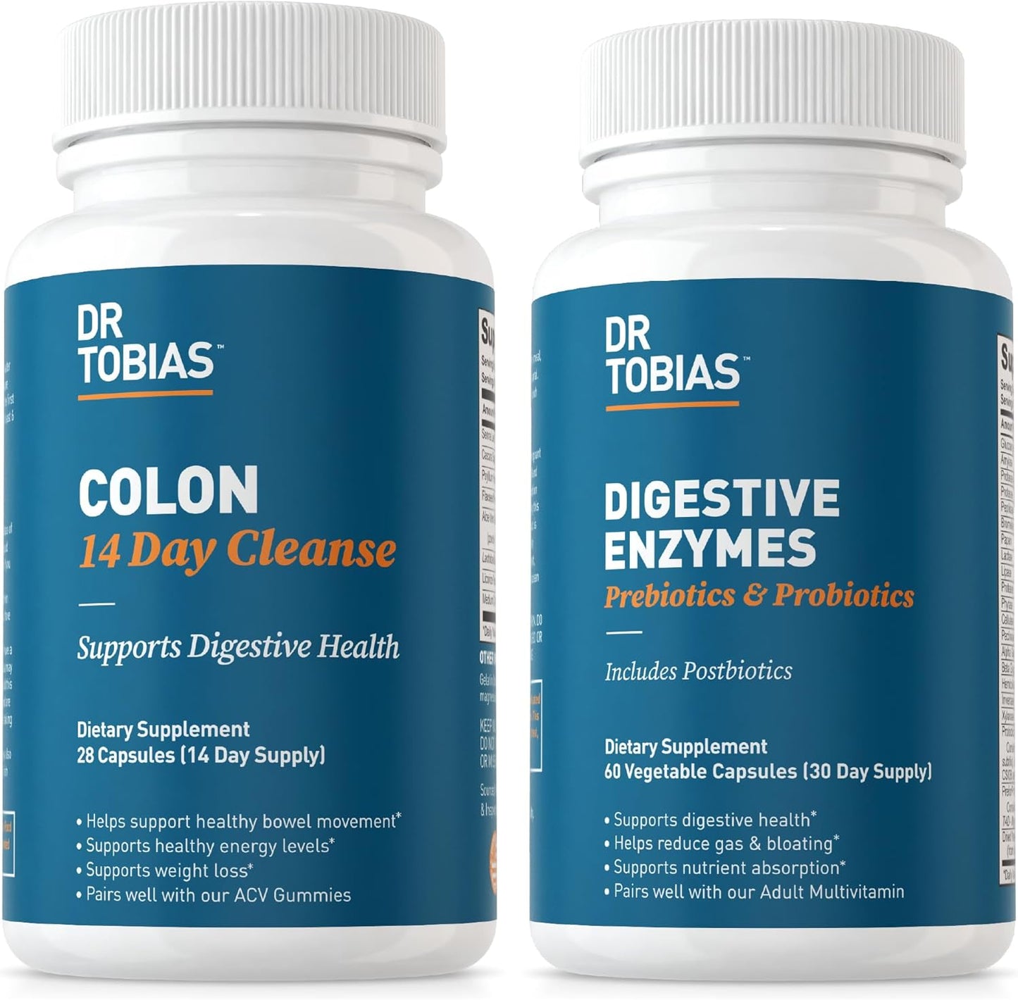 Dr. Tobias 14 Day Colon Cleanse with Digestive Enzymes, Probiotics, and Prebiotics - Supports Detox and Gut Health, Non-GMO Formula