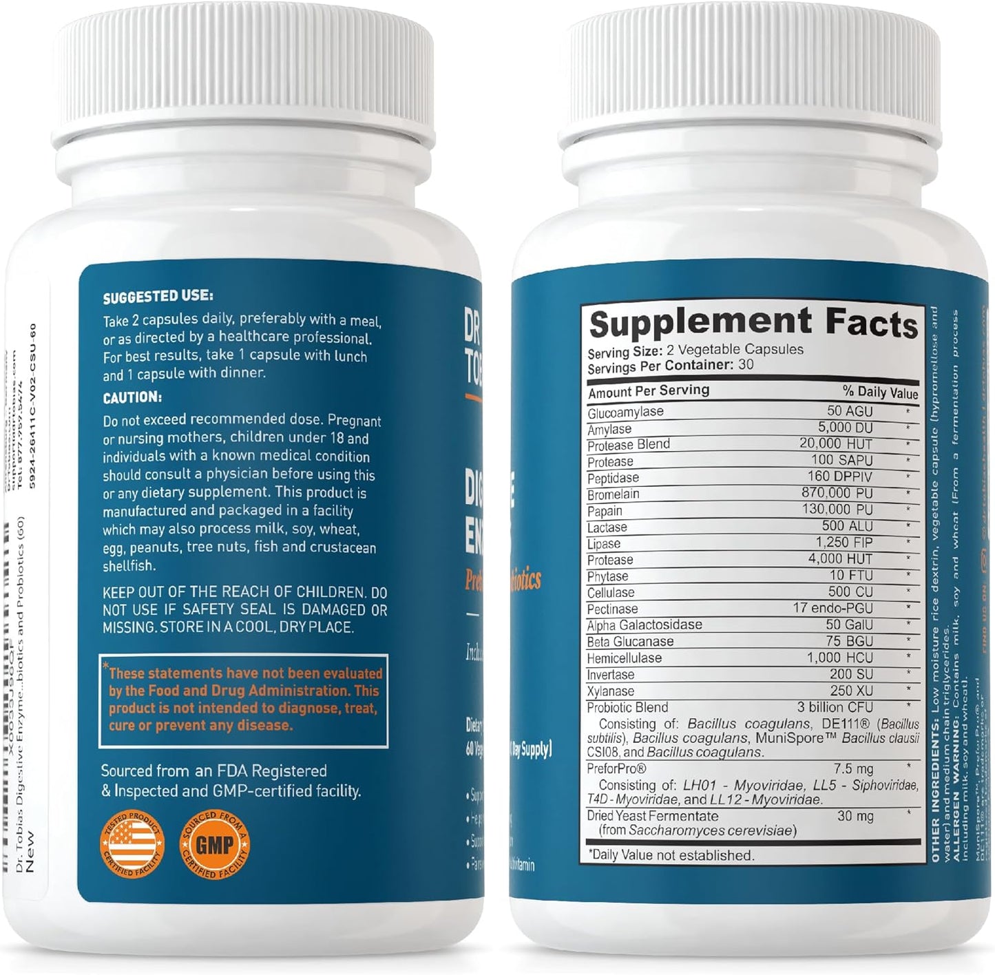 Dr. Tobias 14 Day Colon Cleanse with Digestive Enzymes, Probiotics, and Prebiotics - Supports Detox and Gut Health, Non-GMO Formula