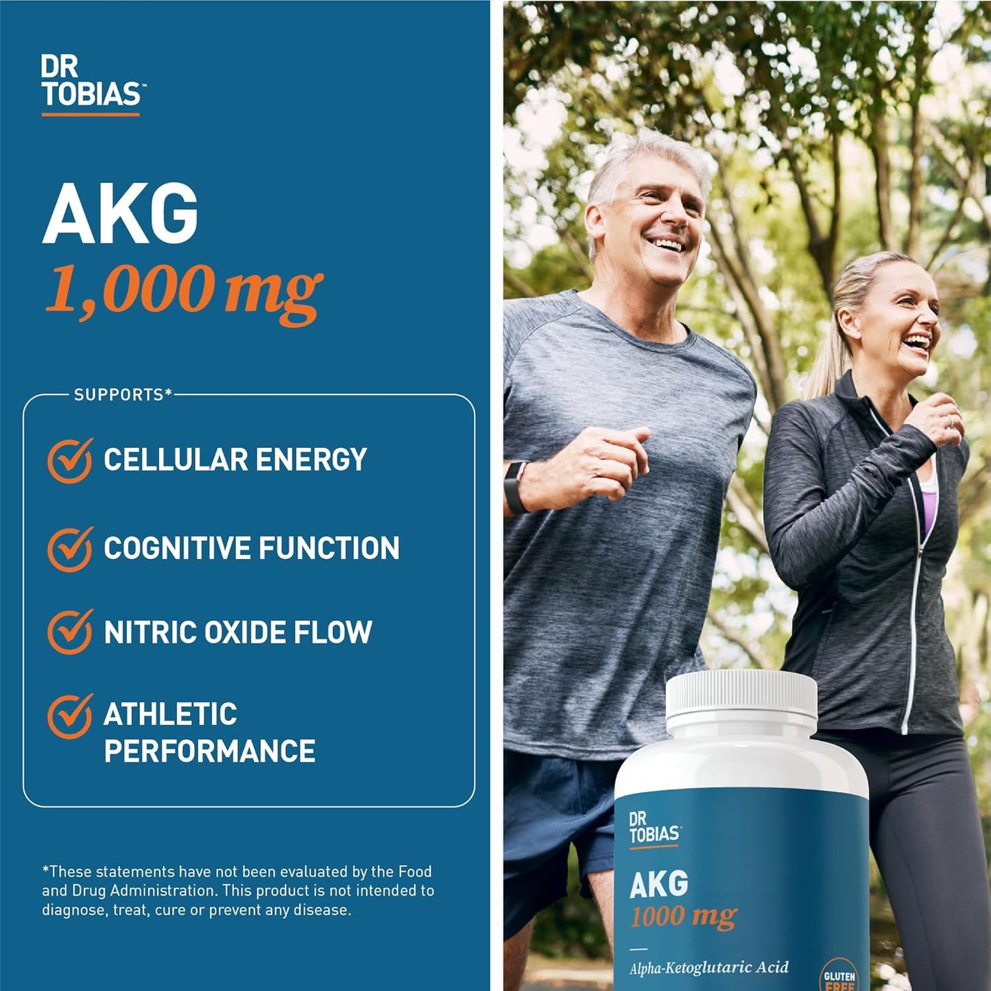 Dr. Tobias AKG Supplement and Omega 3 Fish Oil for Cellular Energy and Health, Non-GMO Triple-Strength EPA & DHA