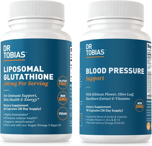 Dr. Tobias Blood Pressure Support with Liposomal Glutathione - Promotes Circulatory Health, Detoxification, and Immune Support - Non-GMO Formula