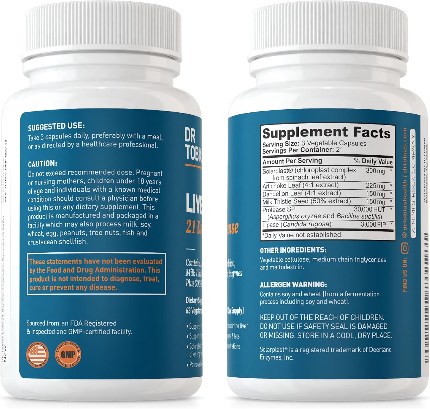 Dr. Tobias Colon Cleanse & Liver Detox Supplements - 14 Day & 21 Day Combo Pack with Fiber, Probiotics, Herbs - Supports Gut & Liver Health